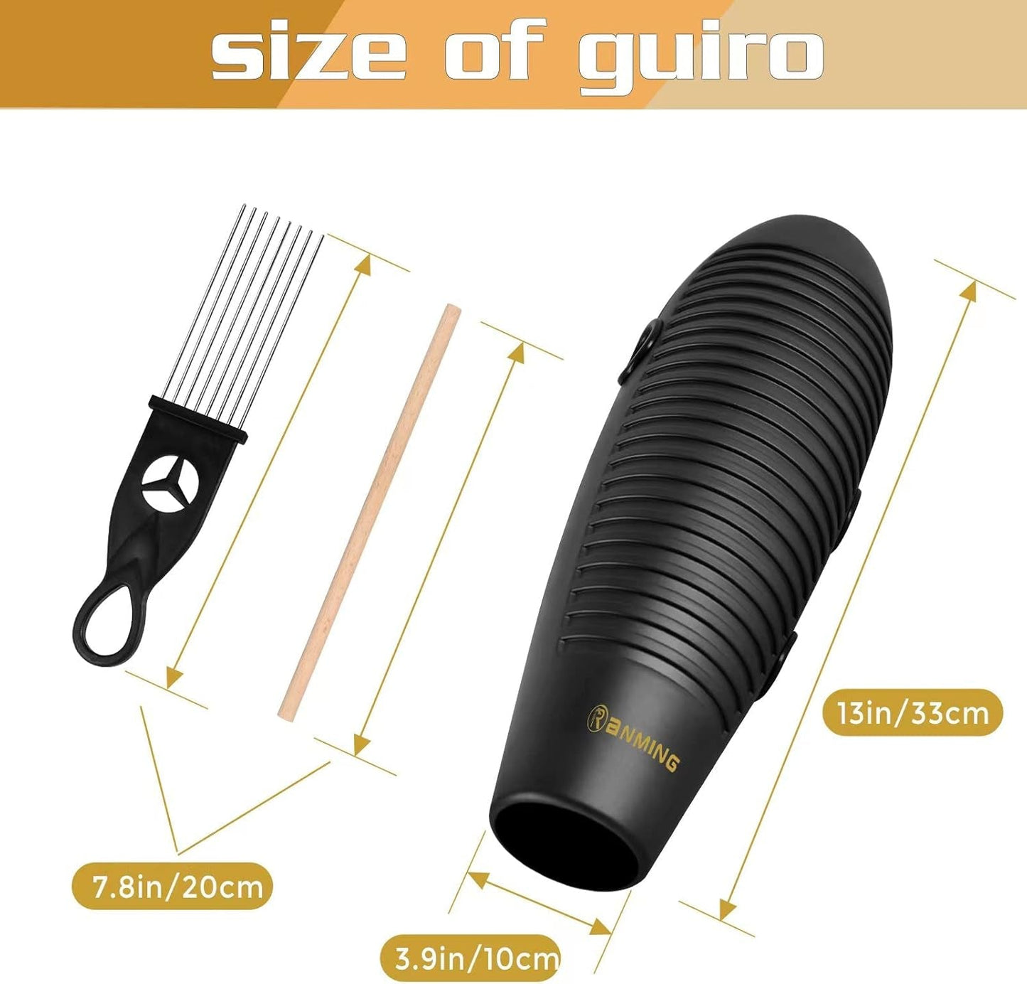 RiffFish Latin Guiro Shaker – Super - Fish Percussion - AMPED