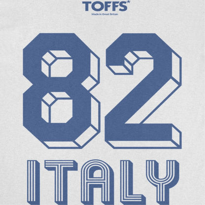 Toffs Retro Soccer Futbol Blue Italy White T-Shirt - AMPED
