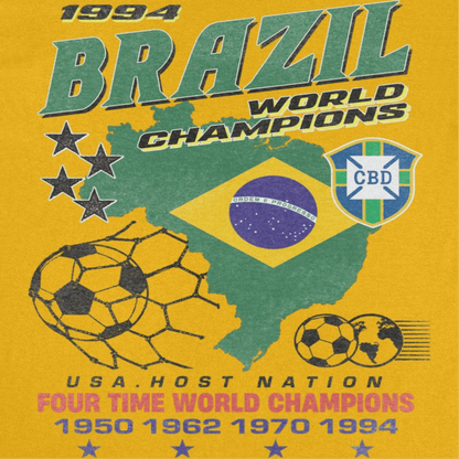 Toffs Retro Soccer Futbol Brazil World Gold T-Shirt - AMPED