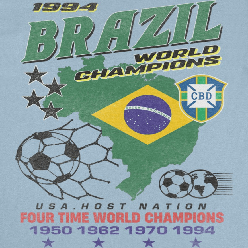 Toffs Retro Soccer Futbol Brazil World Light Blue T-Shirt - AMPED