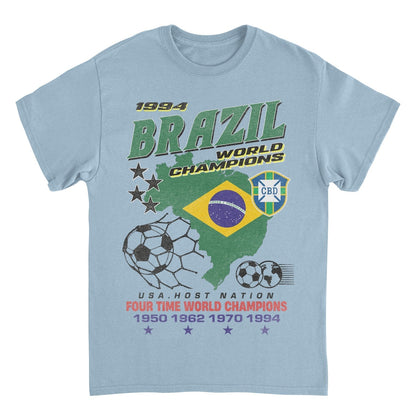 Toffs Retro Soccer Futbol Brazil World Light Blue T-Shirt - AMPED