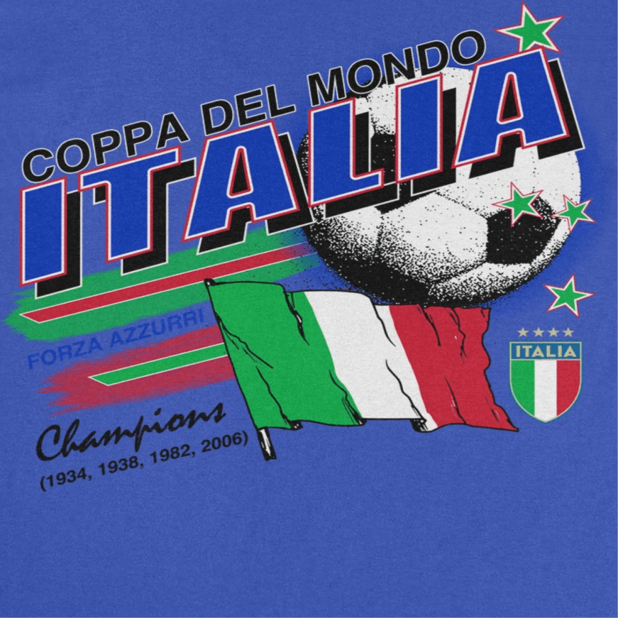 Toffs Retro Soccer Futbol Copa Del Mundo Italia Royal T-Shirt - AMPED