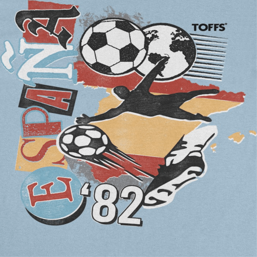 Toffs Retro Soccer Futbol Espana Light Blue T-Shirt - AMPED