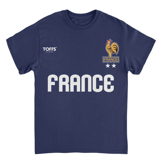 Toffs Retro Soccer Futbol France Navy T-Shirt - AMPED