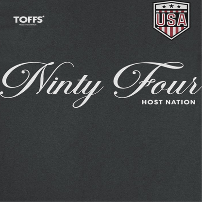 Toffs Retro Soccer Futbol Ninty Four Host Nation Black T-Shirt - AMPED