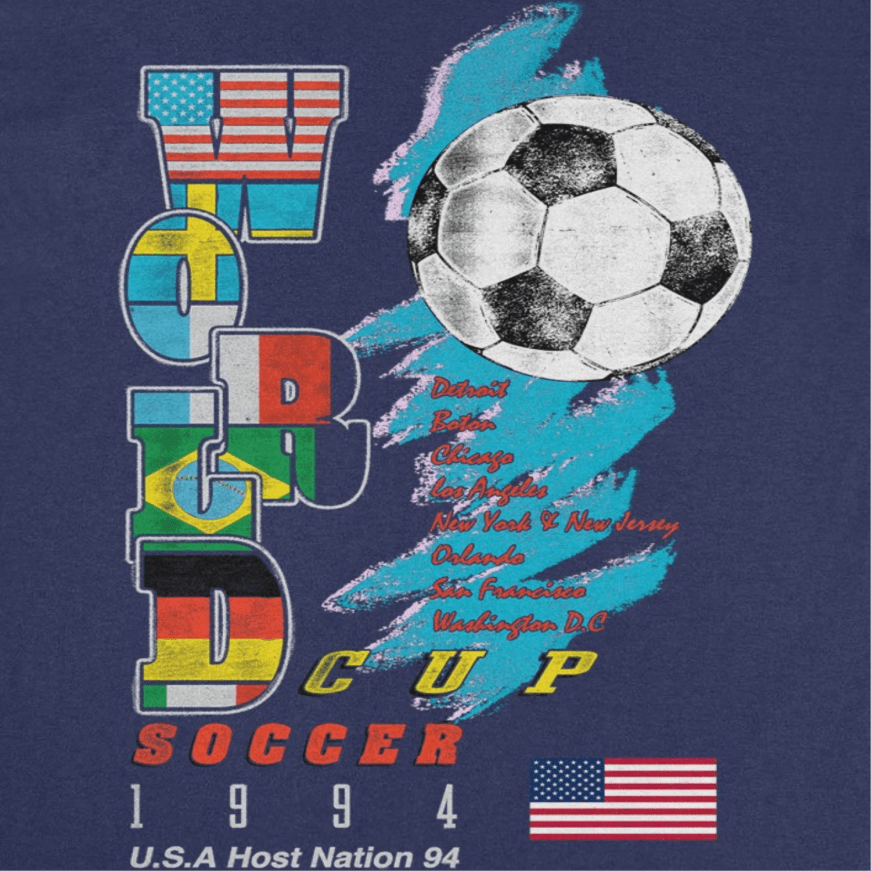 Toffs Retro Soccer Futbol World Soccer Cup Navy T-Shirt - AMPED