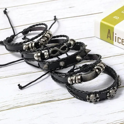 Vintage Punk Leather Bracelet Set - AMPED