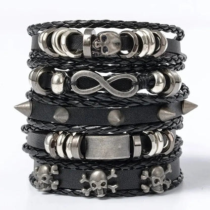 Vintage Punk Leather Bracelet Set - AMPED