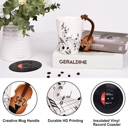 Violin Mug & Vinyl Record Coaster - AMPED